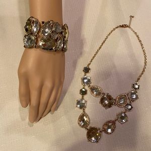 📿INC International Gold-Tone Puff Stone Statement Necklace & Bracelet
